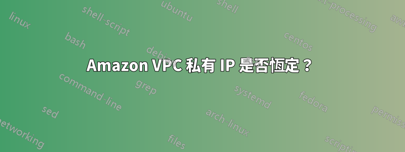 Amazon VPC 私有 IP 是否恆定？