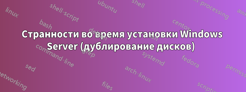 Странности во время установки Windows Server (дублирование дисков) 