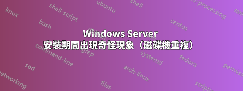 Windows Server 安裝期間出現奇怪現象（磁碟機重複）