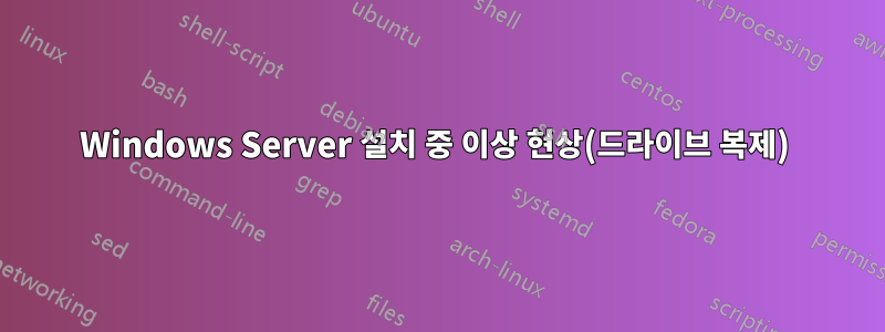 Windows Server 설치 중 이상 현상(드라이브 복제) 