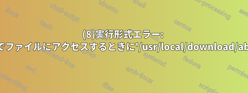 (8)実行形式エラー: Apache経由でファイルにアクセスするときに'/usr/local/download/abc.zip'を実行