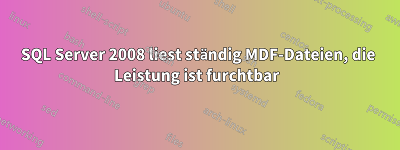 SQL Server 2008 liest ständig MDF-Dateien, die Leistung ist furchtbar 