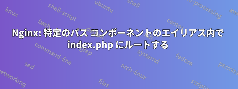 Nginx: 特定のパス コンポーネントのエイリアス内で index.php にルートする