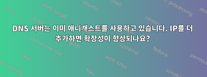 DNS 서버는 이미 애니캐스트를 사용하고 있습니다. IP를 더 추가하면 확장성이 향상되나요?