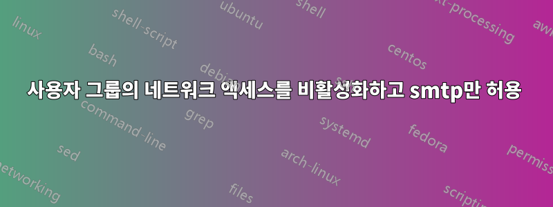 사용자 그룹의 네트워크 액세스를 비활성화하고 smtp만 허용