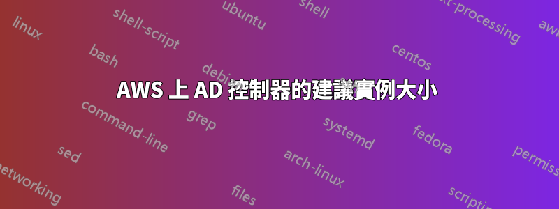 AWS 上 AD 控制器的建議實例大小