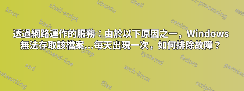 透過網路運作的服務：由於以下原因之一，Windows 無法存取該檔案...每天出現一次，如何排除故障？