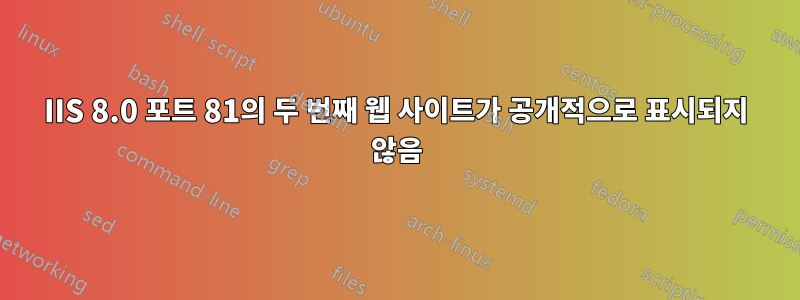 IIS 8.0 포트 81의 두 번째 웹 사이트가 공개적으로 표시되지 않음