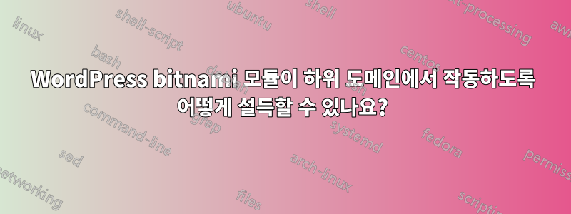 WordPress bitnami 모듈이 하위 도메인에서 작동하도록 어떻게 설득할 수 있나요?