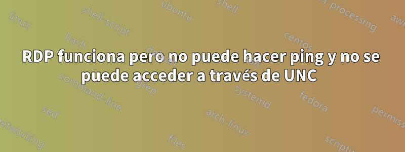 RDP funciona pero no puede hacer ping y no se puede acceder a través de UNC 