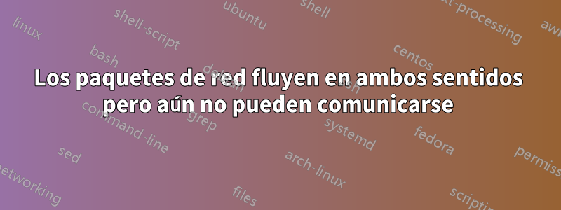 Los paquetes de red fluyen en ambos sentidos pero aún no pueden comunicarse