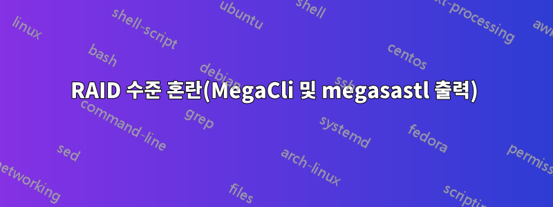 RAID 수준 혼란(MegaCli 및 megasastl 출력)