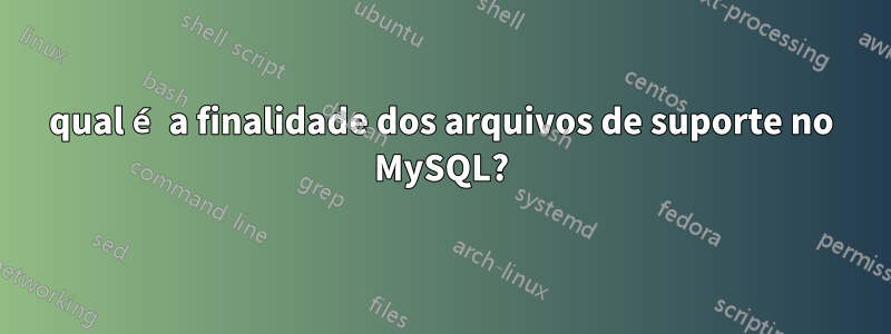 qual é a finalidade dos arquivos de suporte no MySQL?