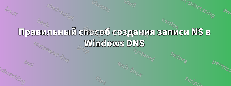 Правильный способ создания записи NS в Windows DNS