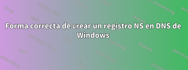 Forma correcta de crear un registro NS en DNS de Windows