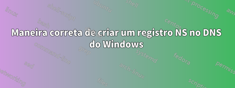 Maneira correta de criar um registro NS no DNS do Windows