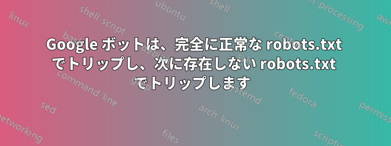 Google ボットは、完全に正常な robots.txt でトリップし、次に存在しない robots.txt でトリップします 