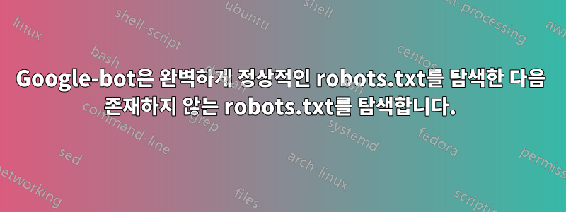 Google-bot은 완벽하게 정상적인 robots.txt를 탐색한 다음 존재하지 않는 robots.txt를 탐색합니다.