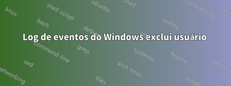 Log de eventos do Windows exclui usuário