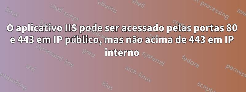 O aplicativo IIS pode ser acessado pelas portas 80 e 443 em IP público, mas não acima de 443 em IP interno