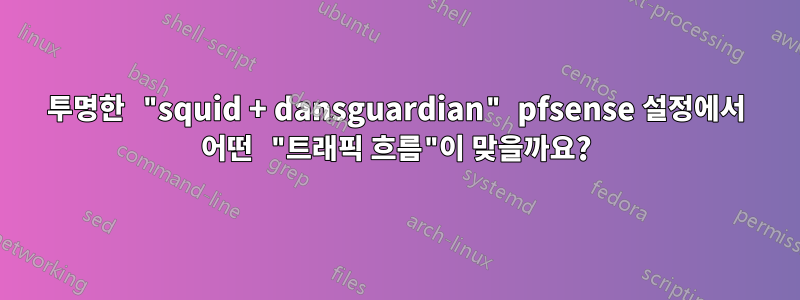 투명한 "squid + dansguardian" pfsense 설정에서 어떤 "트래픽 흐름"이 맞을까요?