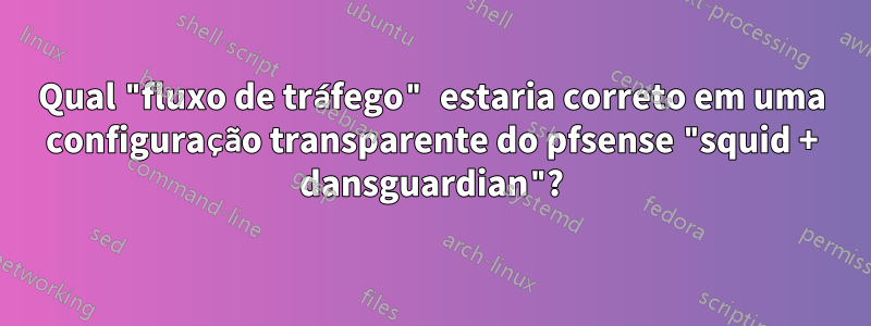 Qual "fluxo de tráfego" estaria correto em uma configuração transparente do pfsense "squid + dansguardian"?