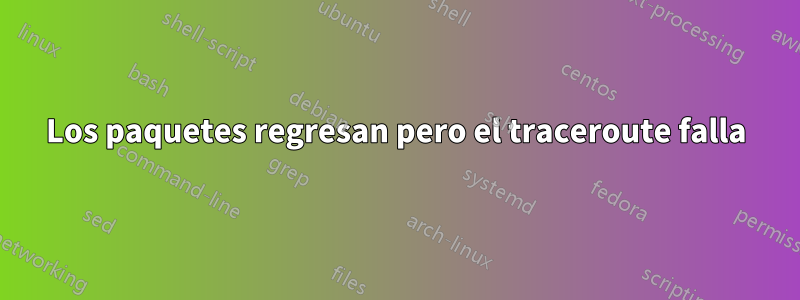 Los paquetes regresan pero el traceroute falla