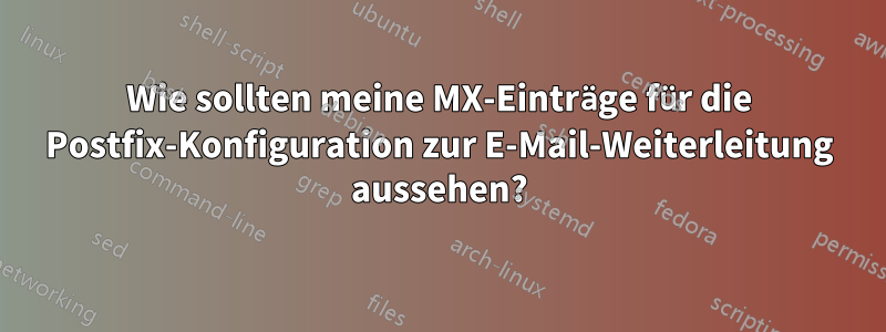 Wie sollten meine MX-Einträge für die Postfix-Konfiguration zur E-Mail-Weiterleitung aussehen?