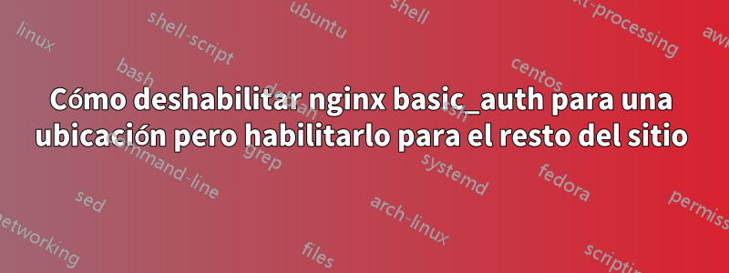 Cómo deshabilitar nginx basic_auth para una ubicación pero habilitarlo para el resto del sitio
