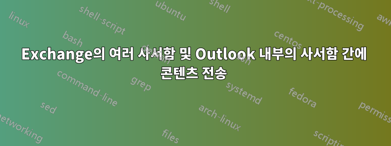 Exchange의 여러 사서함 및 Outlook 내부의 사서함 간에 콘텐츠 전송