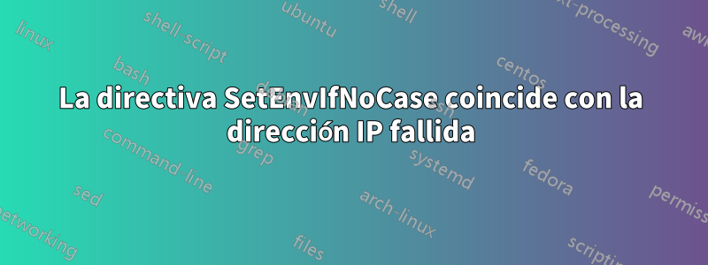La directiva SetEnvIfNoCase coincide con la dirección IP fallida