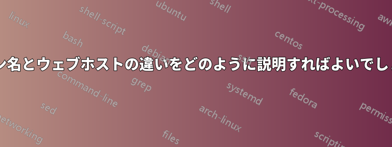 ドメイン名とウェブホストの違いをどのように説明すればよいでしょうか?