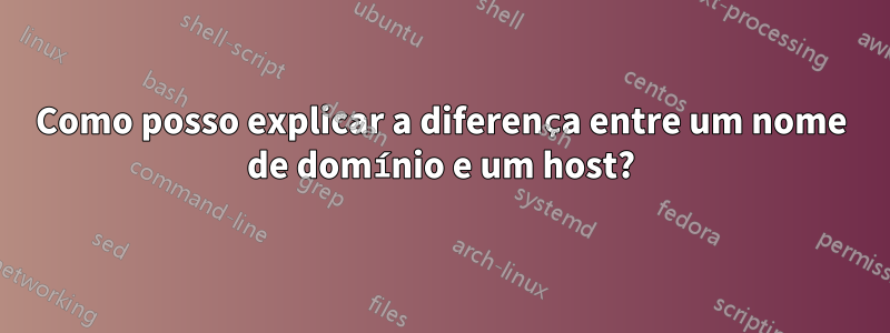 Como posso explicar a diferença entre um nome de domínio e um host?