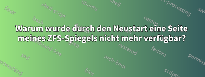 Warum wurde durch den Neustart eine Seite meines ZFS-Spiegels nicht mehr verfügbar?