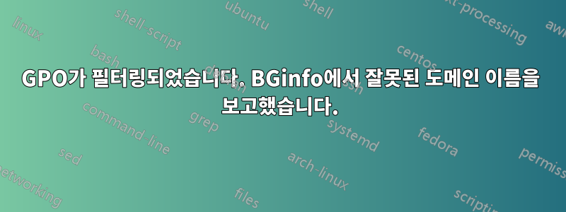 GPO가 필터링되었습니다. BGinfo에서 잘못된 도메인 이름을 보고했습니다.