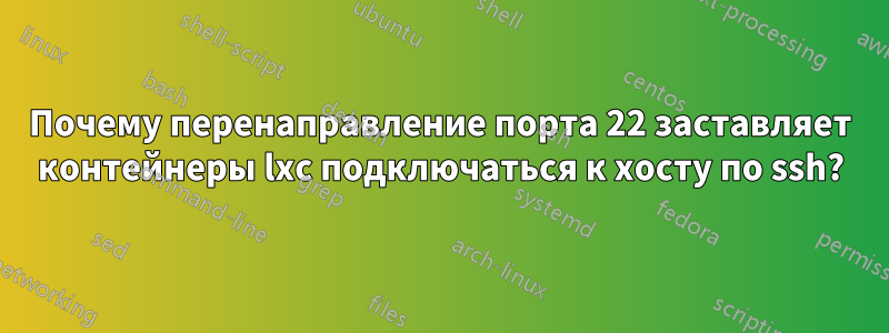 Почему перенаправление порта 22 заставляет контейнеры lxc подключаться к хосту по ssh?
