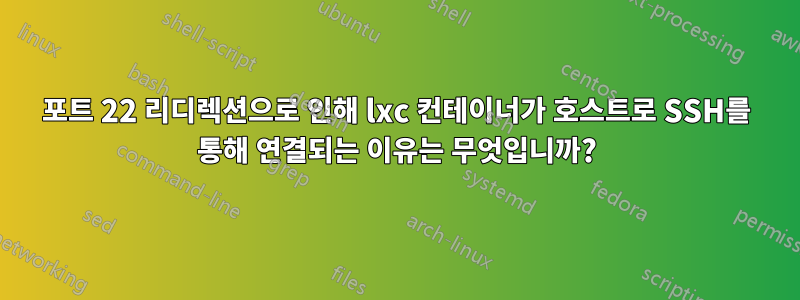 포트 22 리디렉션으로 인해 lxc 컨테이너가 호스트로 SSH를 통해 연결되는 이유는 무엇입니까?
