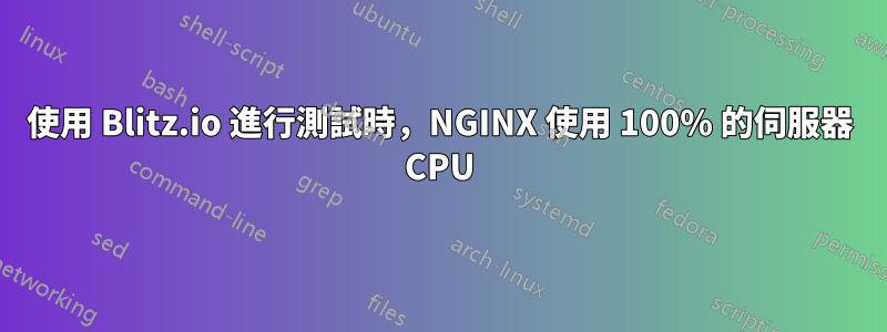 使用 Blitz.io 進行測試時，NGINX 使用 100% 的伺服器 CPU