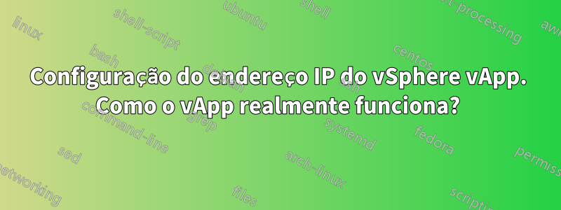 Configuração do endereço IP do vSphere vApp. Como o vApp realmente funciona?