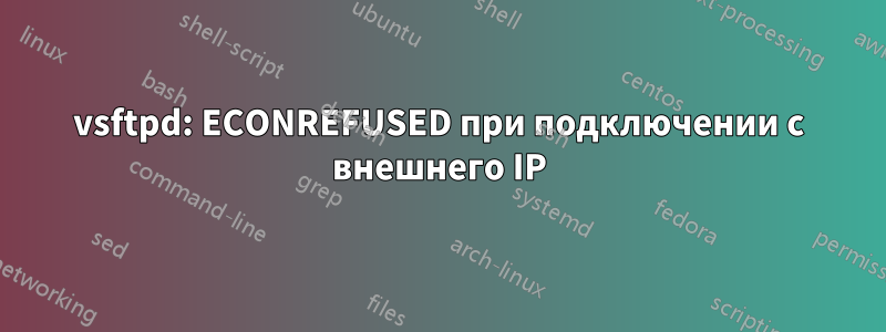 vsftpd: ECONREFUSED при подключении с внешнего IP