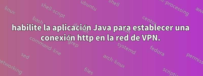 habilite la aplicación Java para establecer una conexión http en la red de VPN.