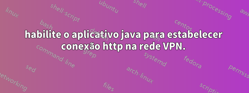 habilite o aplicativo java para estabelecer conexão http na rede VPN.