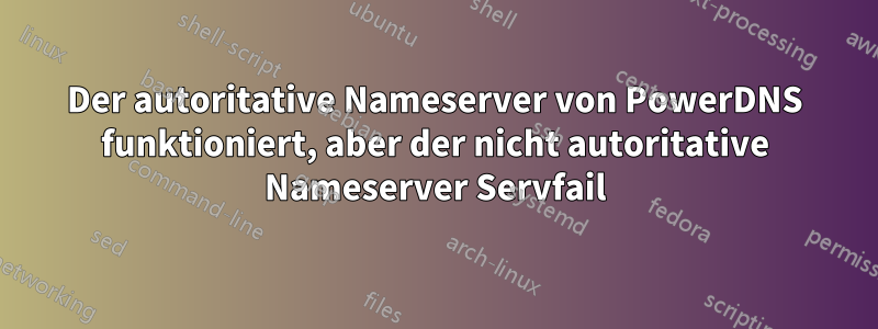 Der autoritative Nameserver von PowerDNS funktioniert, aber der nicht autoritative Nameserver Servfail
