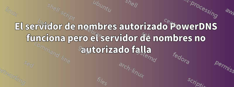 El servidor de nombres autorizado PowerDNS funciona pero el servidor de nombres no autorizado falla