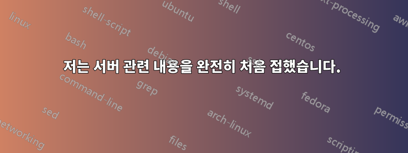 저는 서버 관련 내용을 완전히 처음 접했습니다.