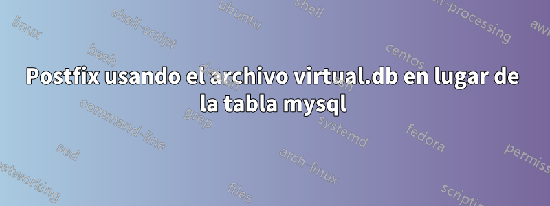 Postfix usando el archivo virtual.db en lugar de la tabla mysql