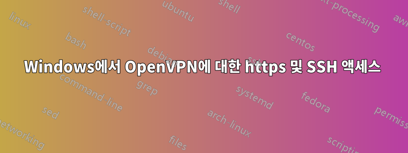 Windows에서 OpenVPN에 대한 https 및 SSH 액세스