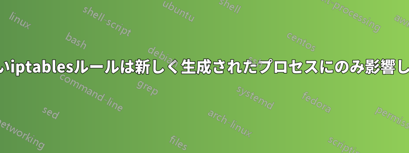 新しいiptablesルールは新しく生成されたプロセスにのみ影響します