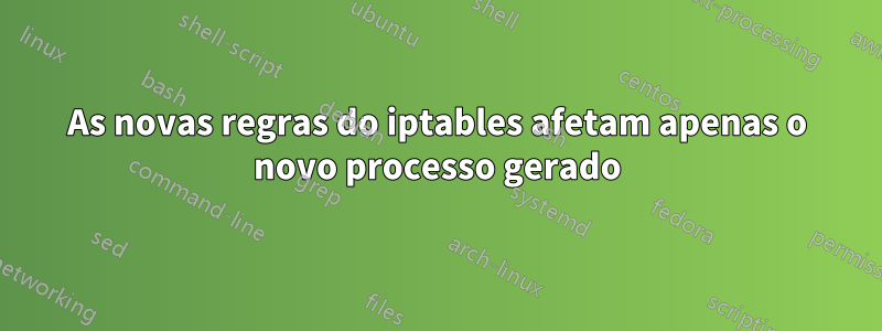 As novas regras do iptables afetam apenas o novo processo gerado