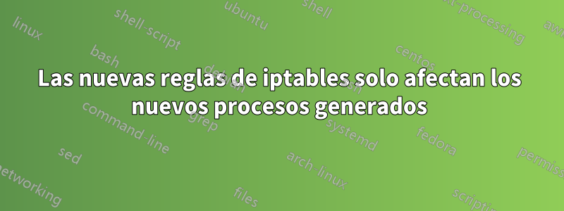 Las nuevas reglas de iptables solo afectan los nuevos procesos generados